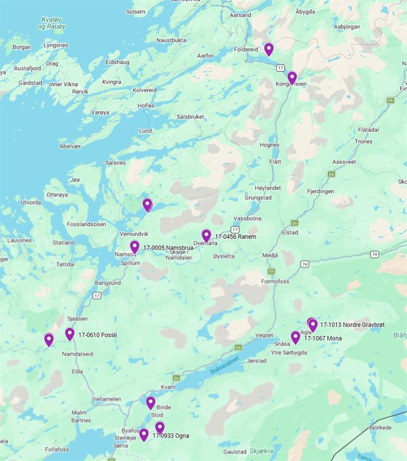 Kartutsnitt over bruinspeksjoner