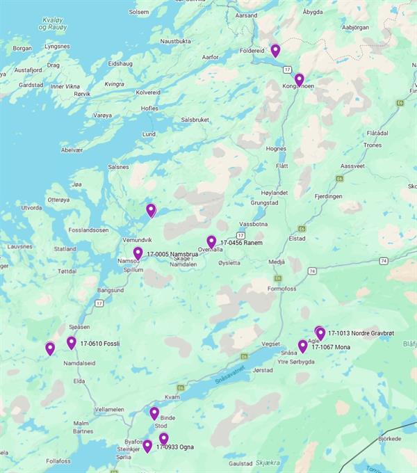 Kartutsnitt over bruinspeksjoner