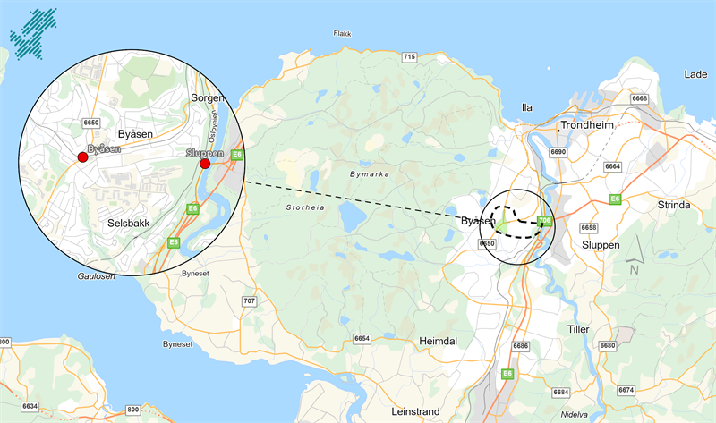 Byåstunnelen. Kart
