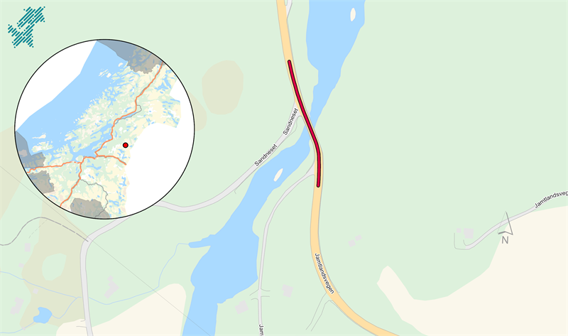 Bildet viser et kart over plasseringen av prosjektet fv. 72 Kvernbrua
